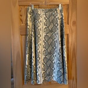 Creamy Soft Maxi Skirt in Blue and Cream Snake Print